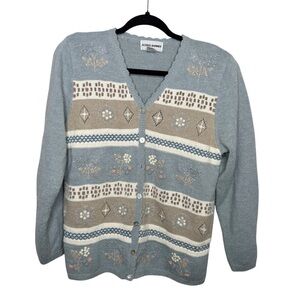 ALFRED DUNNER / vintage dusty blue floral grandma cottagecore sweater / M